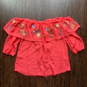 Coral Off the Shoulder Top